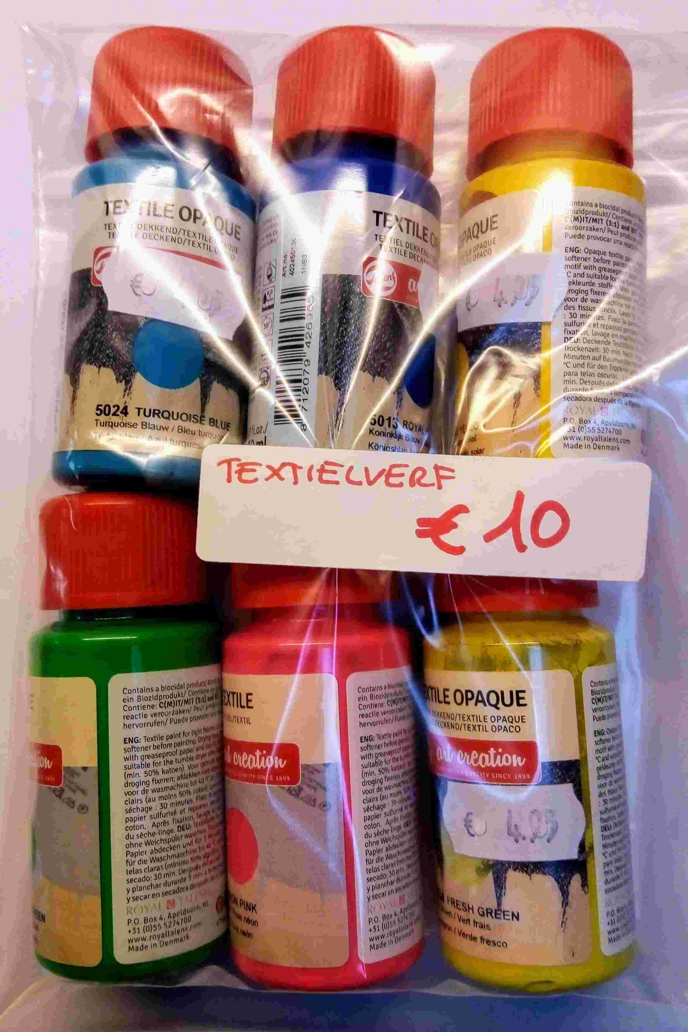 Art creation textielverf, aangepaste prijs UITVERKOOP tot -70% PROMOTIE SET  €10